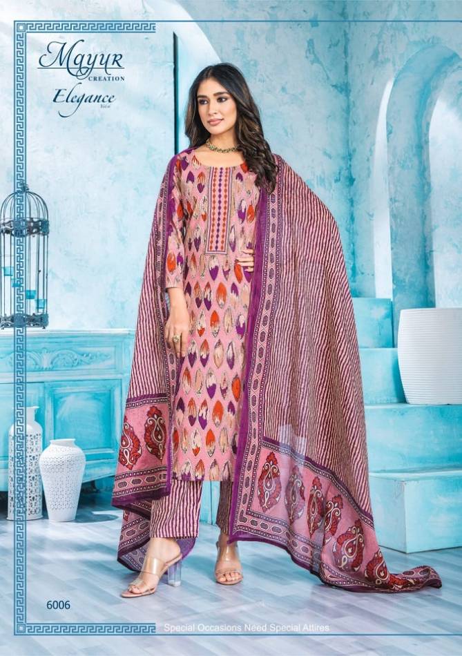 Eligance Vol 6 By Mayur Embroidery Neck Cotton Dress Material Wholesale Shop In Surat